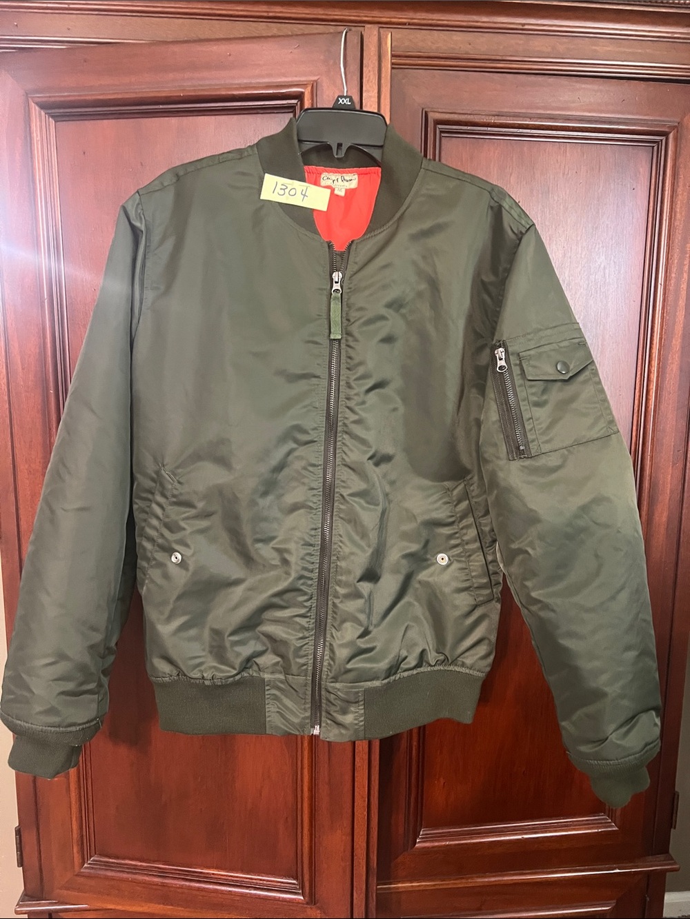 Chip& Pepper Olive Green Bomber Jacket Size Medium